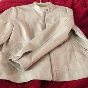 Faux leather jacket.